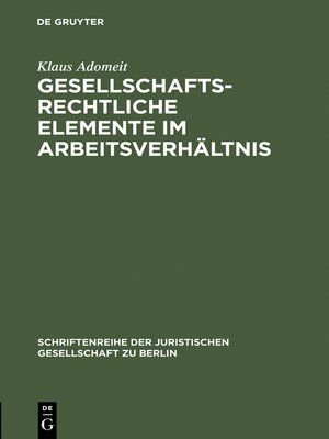 cover image of Gesellschaftsrechtliche Elemente im Arbeitsverhältnis